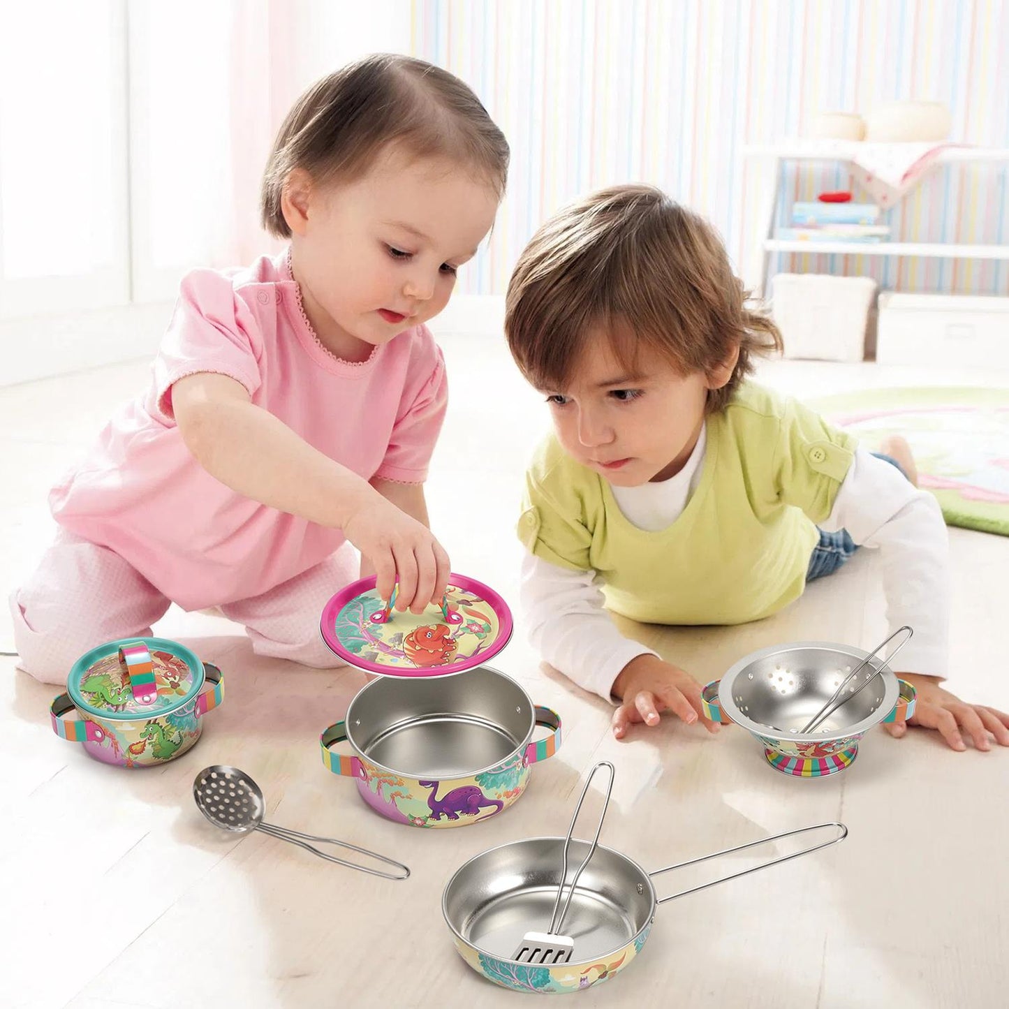 SOKA Dinosaur Kitchenware Playset – 10-Piece Set with Carry Case