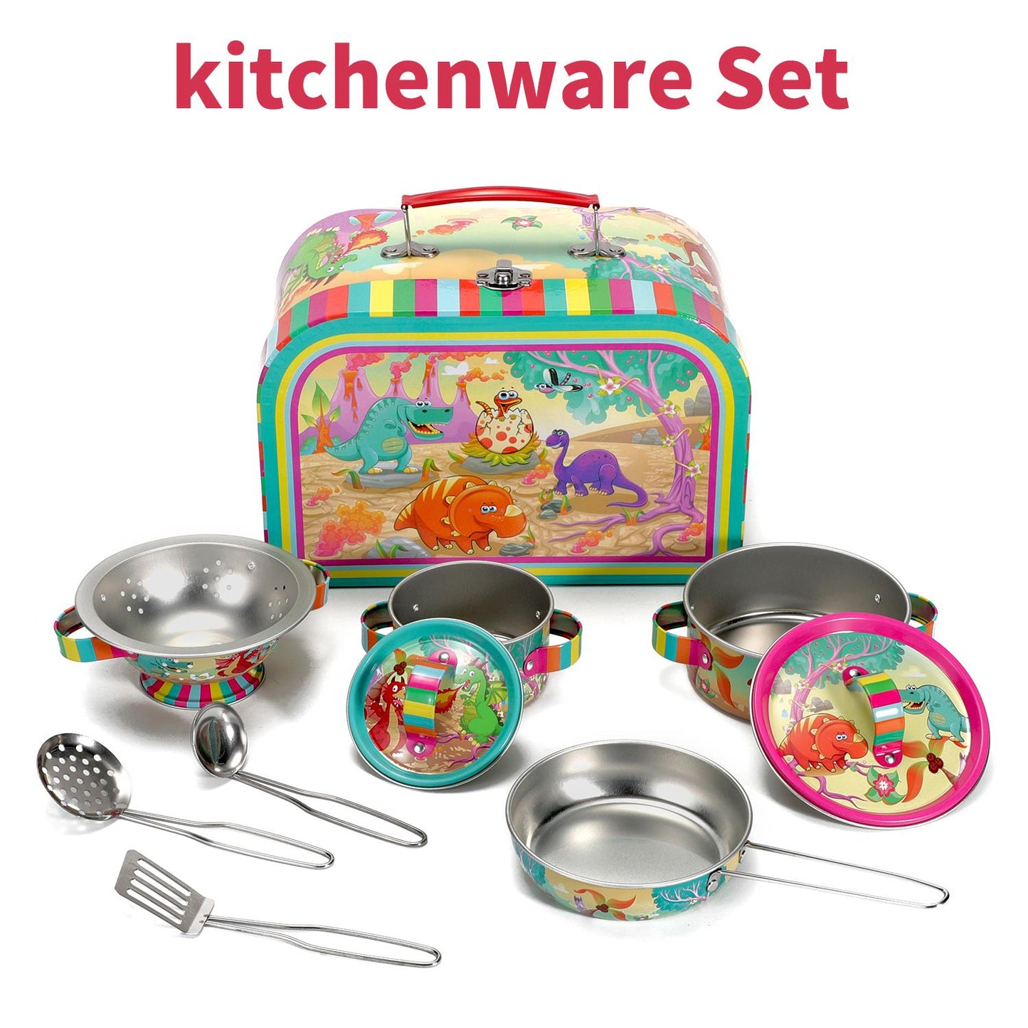 SOKA Dinosaur Kitchenware Playset – 10-Piece Set with Carry Case