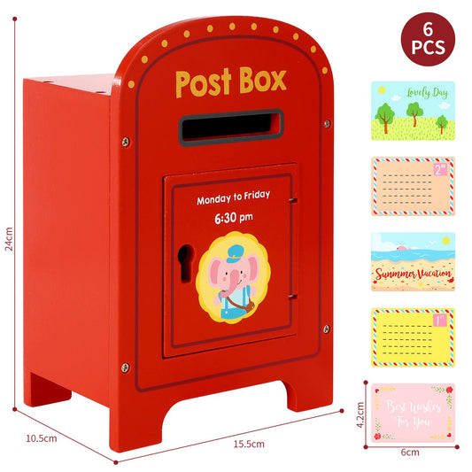 Wooden Elephant Post Box with Letters – Pretend Play Toy