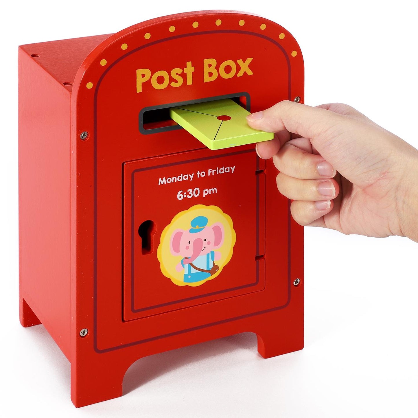 Wooden Elephant Post Box with Letters – Pretend Play Toy