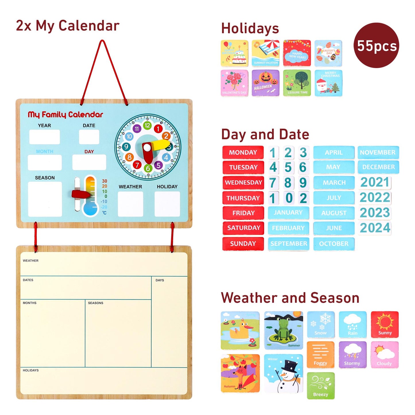 SOKA Wooden My Family Calendar – Interactive Learning Board