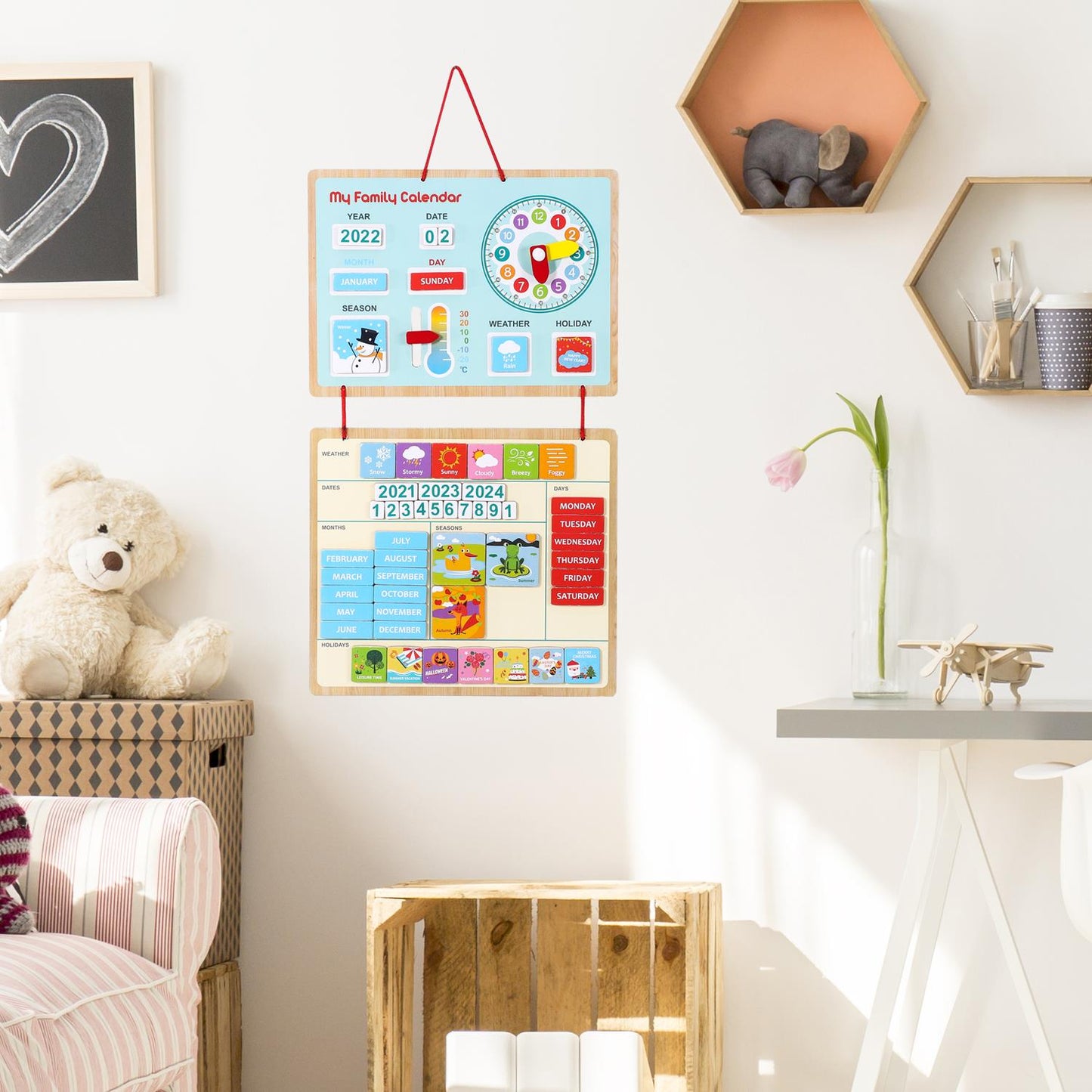 SOKA Wooden My Family Calendar – Interactive Learning Board