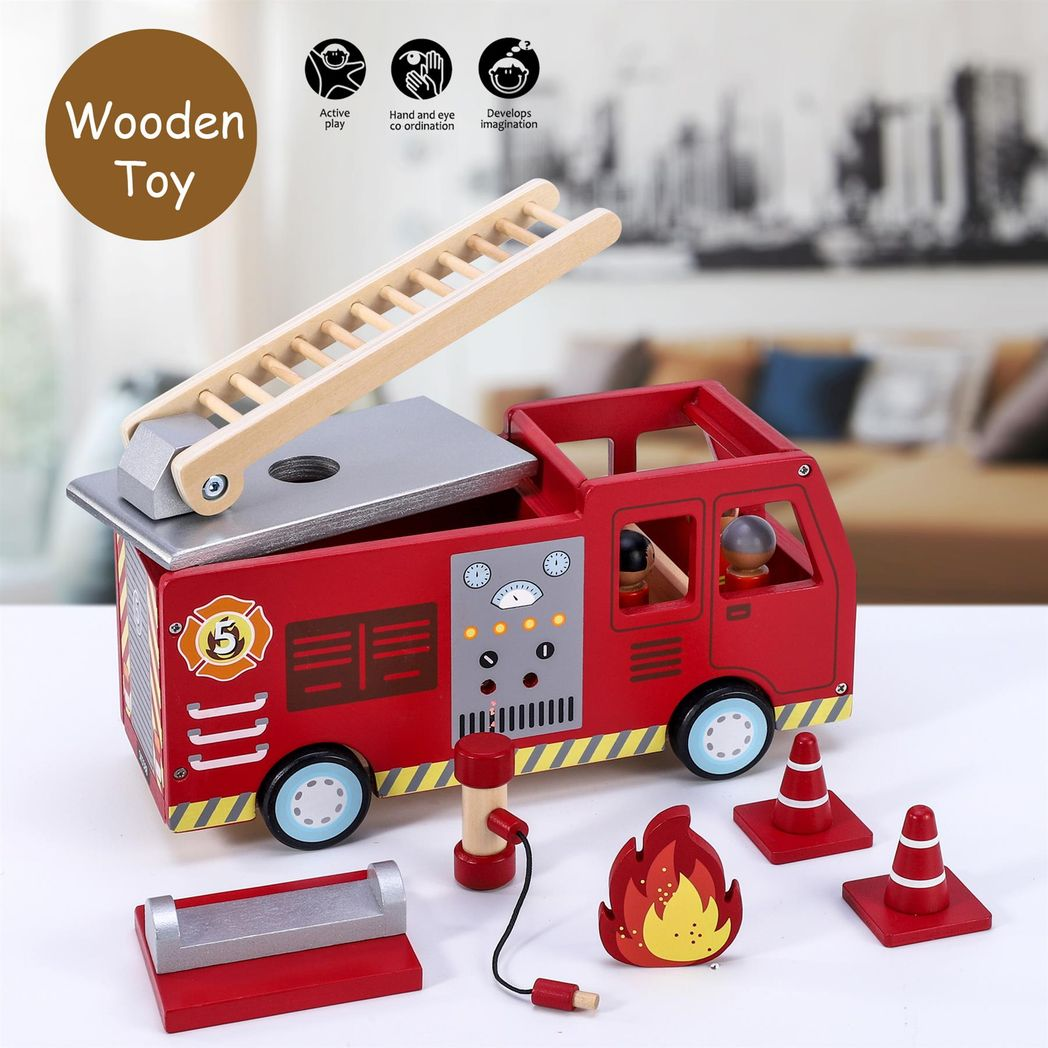 Wooden Fire Engine Playset – Save the Day!