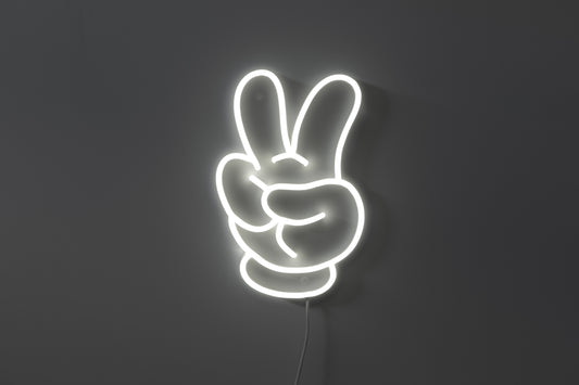 Disney Mickey/Minnie Glove Peace Sign Neon Sign by Yellowpop – Licensed Wall Light