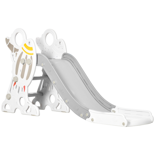 Kids Space-Themed Freestanding Slide with Safety Rails – Grey & White (Ages 1.5–3)