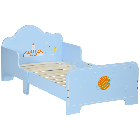 Toddler Bed with Space-Themed Design – Blue (Ages 3–6)