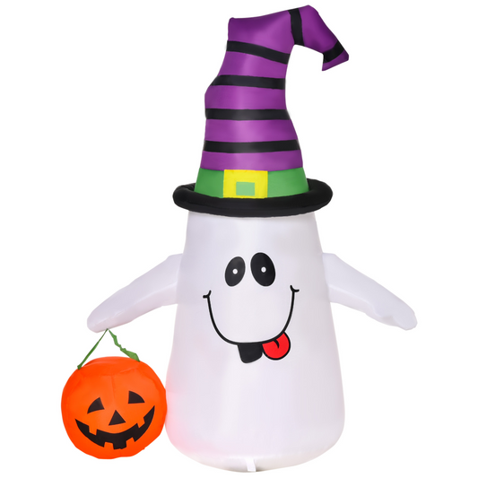 1.2m Witch Ghost Halloween Inflatable with LED Pumpkin Lantern – Indoor/Outdoor Decoration
