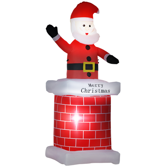 Inflatable Santa Claus Climbing from the Chimney.with LED Lights