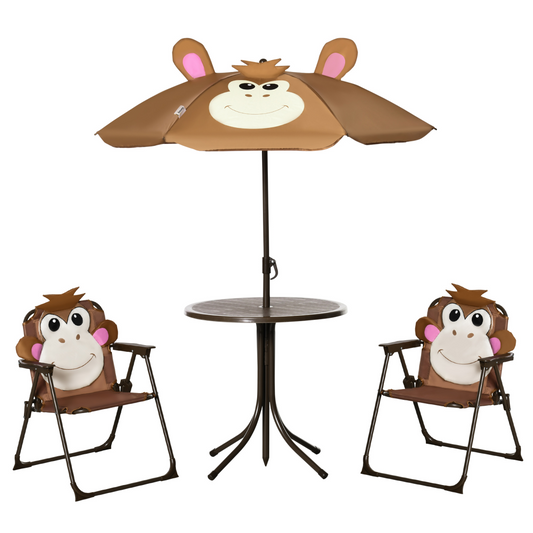 Kids Foldable Four-Piece Garden Set – Table, Chairs & Umbrella