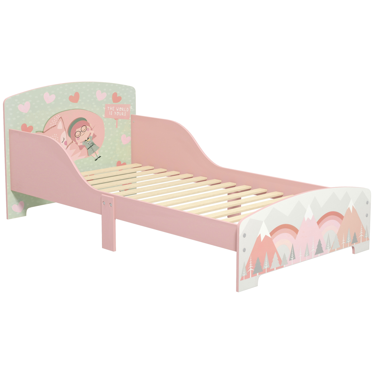 Kids Animal Bed Frame with Side Panels – Pink (Ages 3–6)