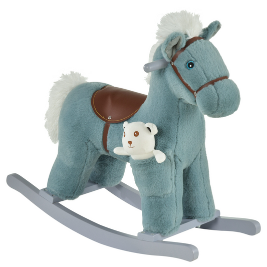 Classic Kids Rocking Horse with Sounds – Wooden Base Ride-On Toy