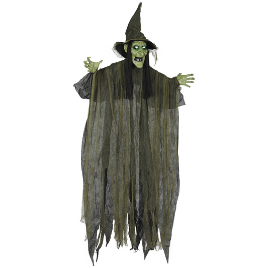 170cm Life-Size Halloween Witch with Sound, Lights & Motion – Green