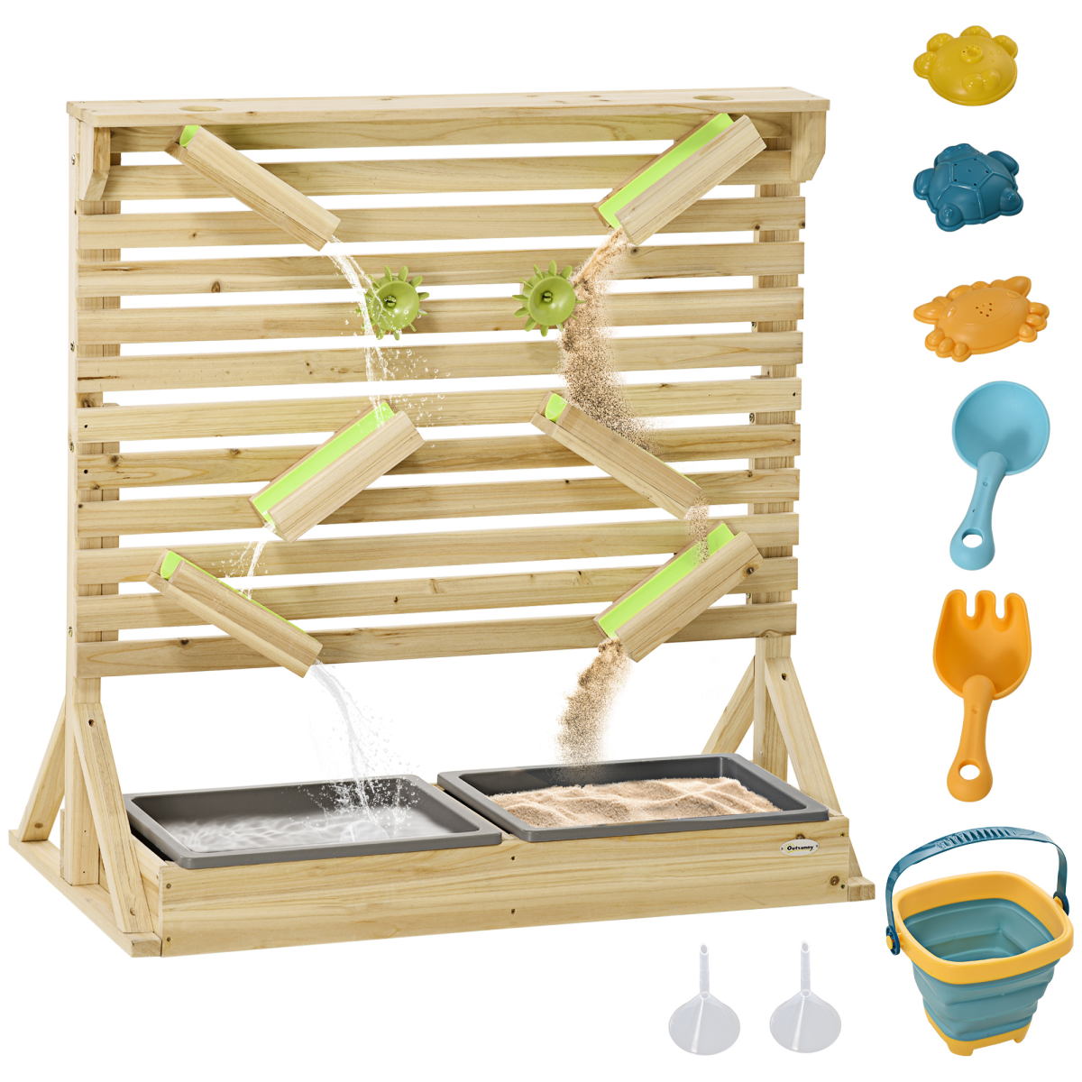Outsunny Kids Running Water Playset w/ Sink Toys, Water Carts, Tracks