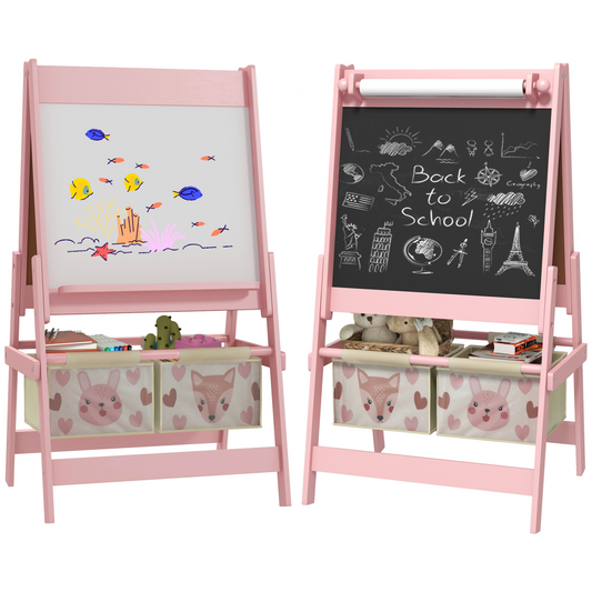 AIYAPLAY 3-in-1 Kids Art Easel – Pink Animal Design