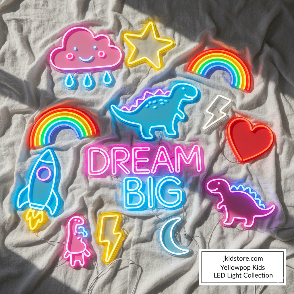 Yellowpop kids LED lights - playful neon signs and energy-efficient lighting for children's rooms