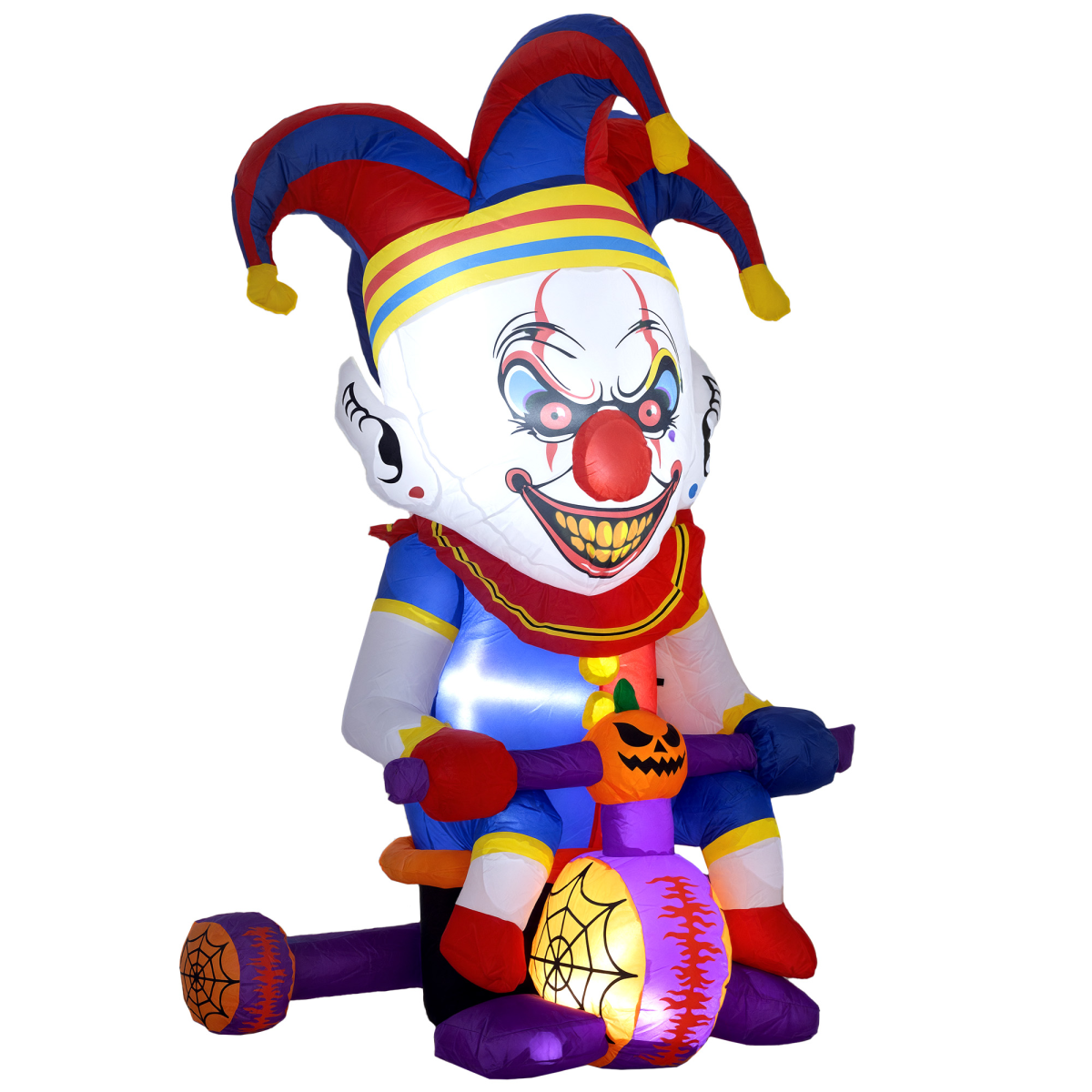 Inflatable Creepy Clown on Bike with LED Lights – Outdoor Halloween Decoration