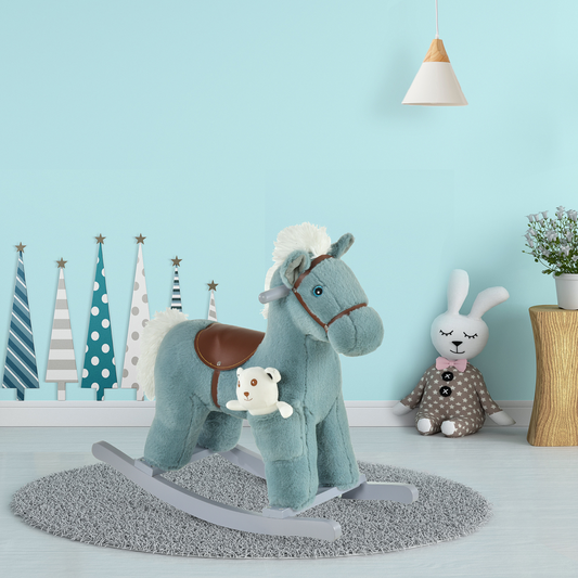 Classic Kids Rocking Horse with Sounds – Wooden Base Ride-On Toy