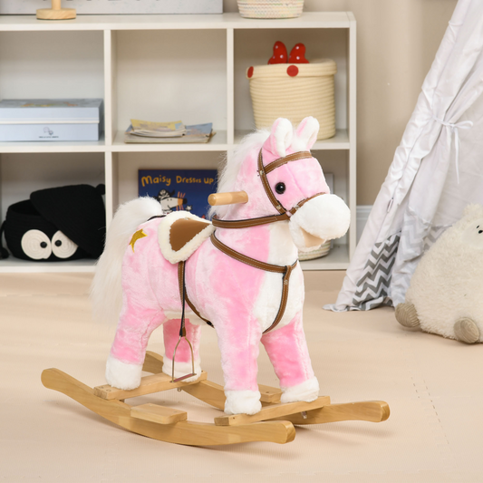 Classic Wooden Rocking Horse – Pink (Ages 3-6)