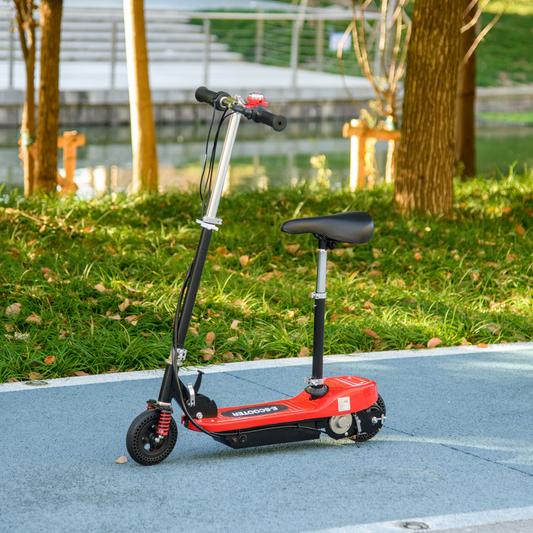 Folding Electric Scooter with Warning Bell, for Ages 4-14 Years, Red