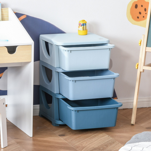 Kids 3-Drawer Plastic Storage Unit – Compact Toy & Clothes Organiser