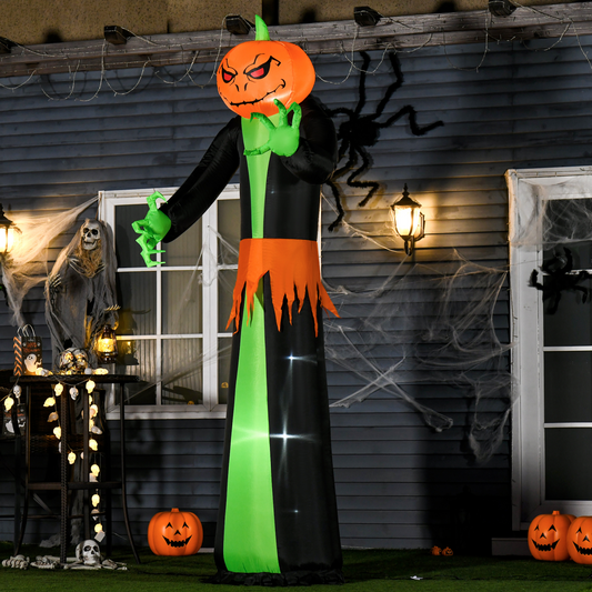 9FT Inflatable Halloween Pumpkin Ghost with Built-in LED Lights – Outdoor Decoration