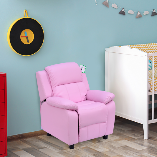 Kids’ Reclining Armchair with Storage – PU Leather