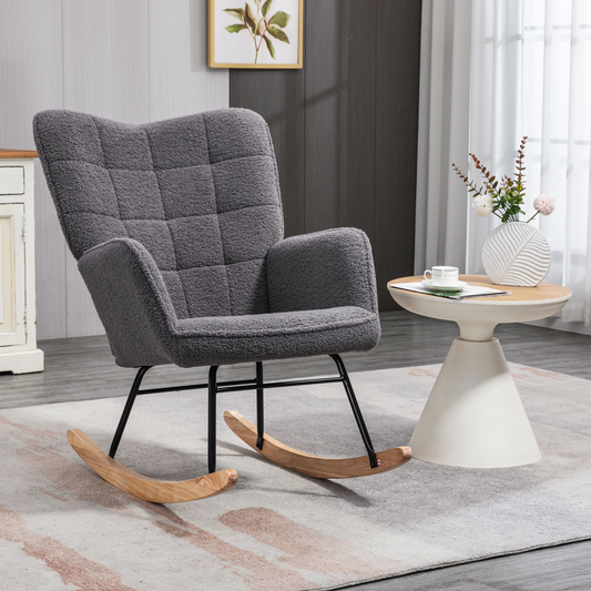 Comfortable Rocking Armchair – Soft Fleece Upholstery, Gentle Rocking Motion HOMCOM