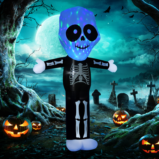 Inflatable Skeleton Ghost Halloween Decoration with LED Lights – Indoor/Outdoor