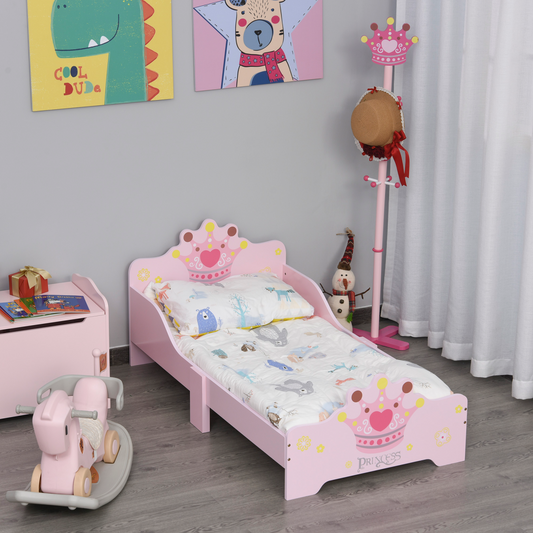 Kids’ Princess Toddler Bed with Side Rails – Pink