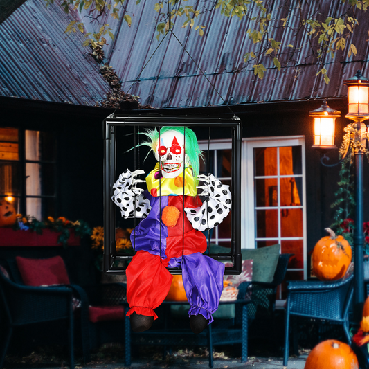 Sound-Activated Halloween Clown with Evil Laugh & Lights – Multi-Coloured