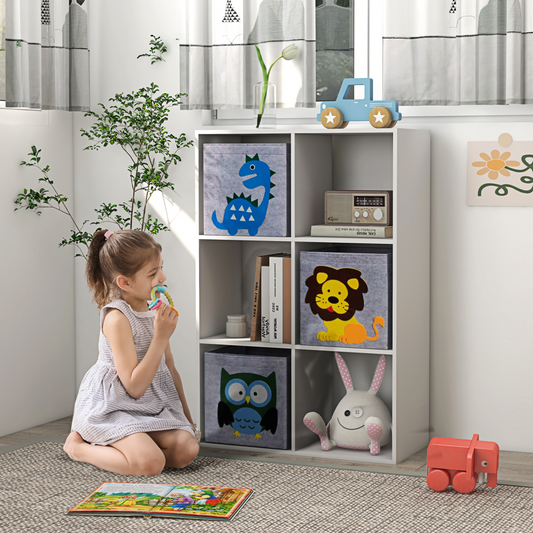 Kids Toy Organiser with 3 Drawers & 6 Cubes – White/Grey (Ages 3+)