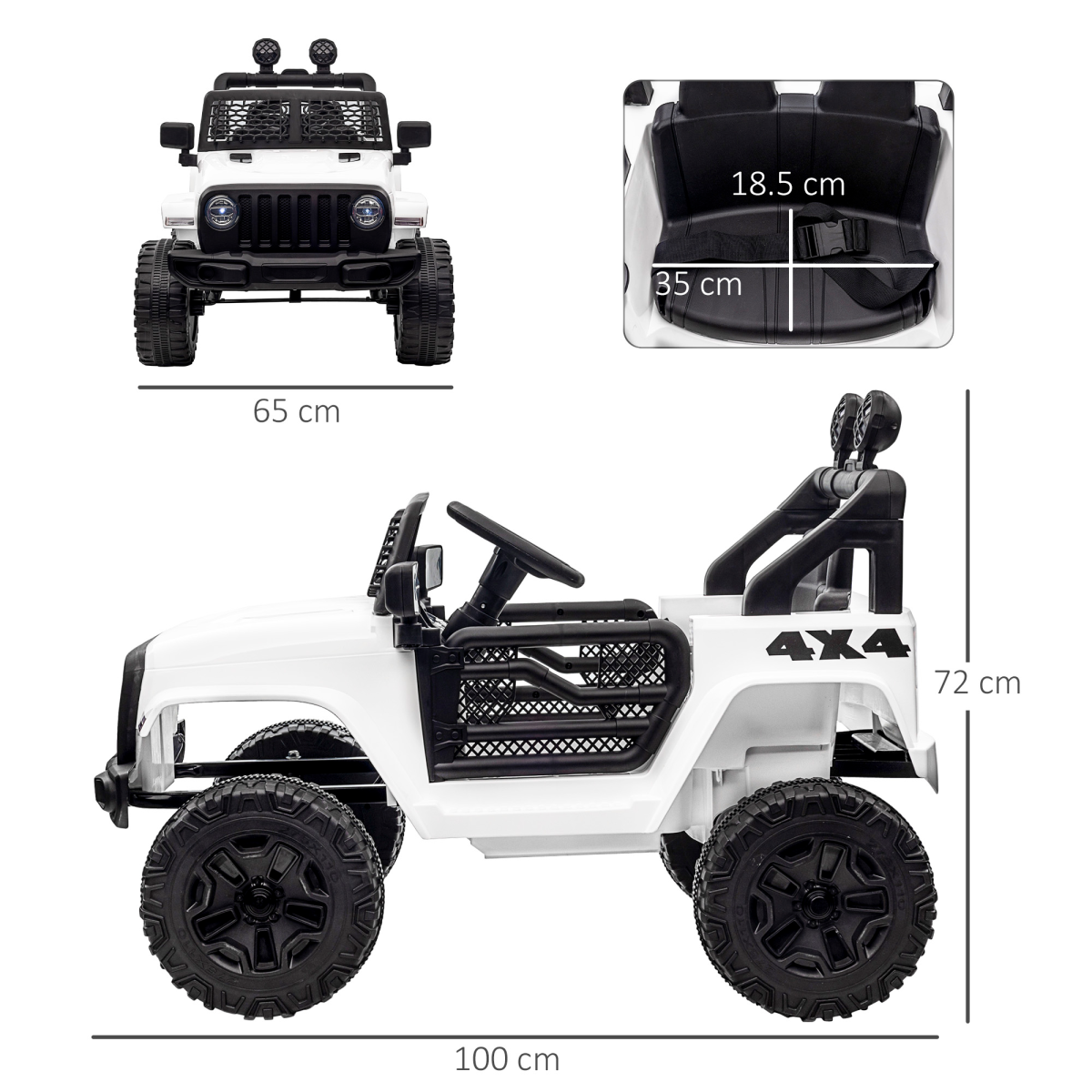 12V Kids Electric Ride On Car Truck Off-road Toy Remote Control White