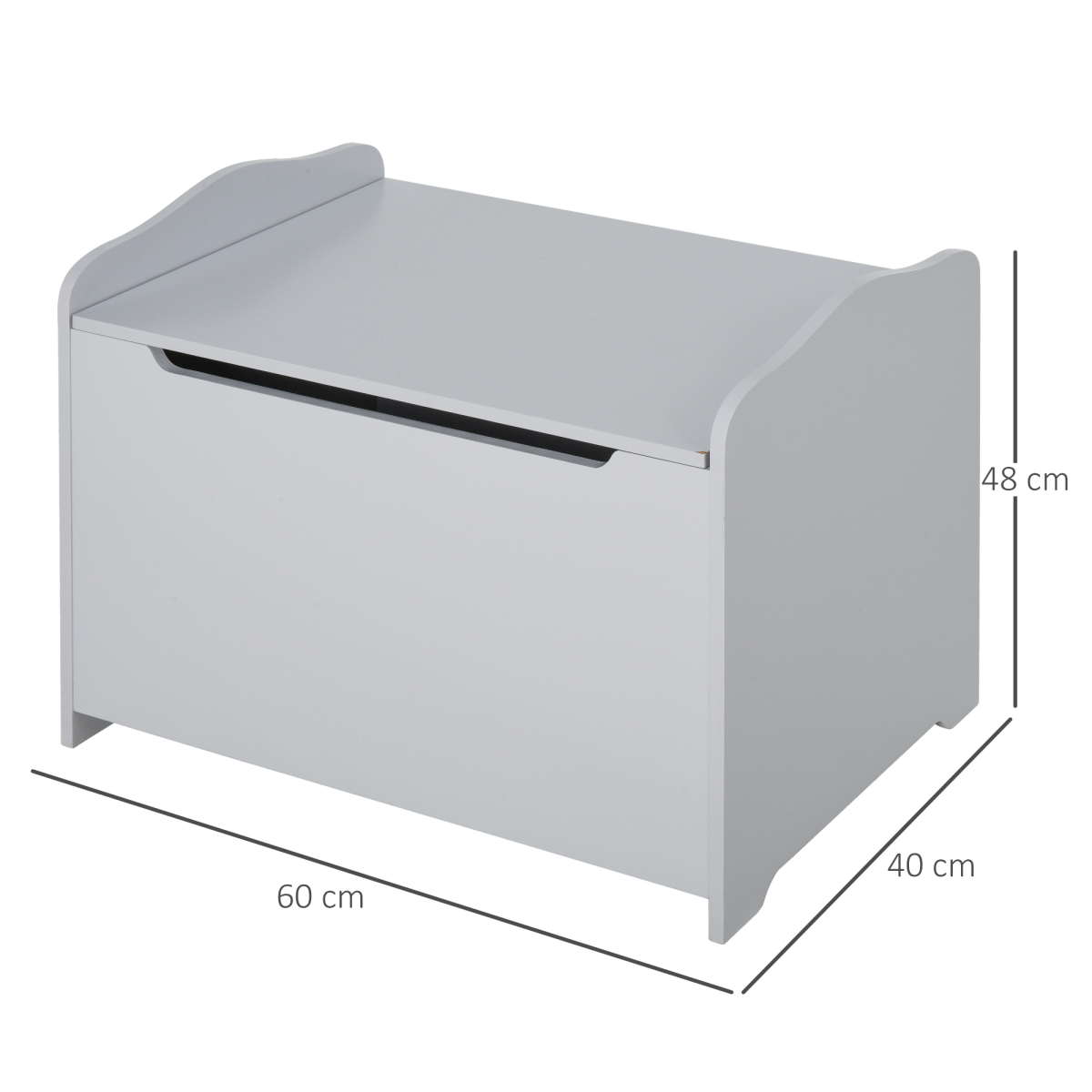 Kids Wooden Toy Storage Box with Safety Lid – White (Ages 3+)