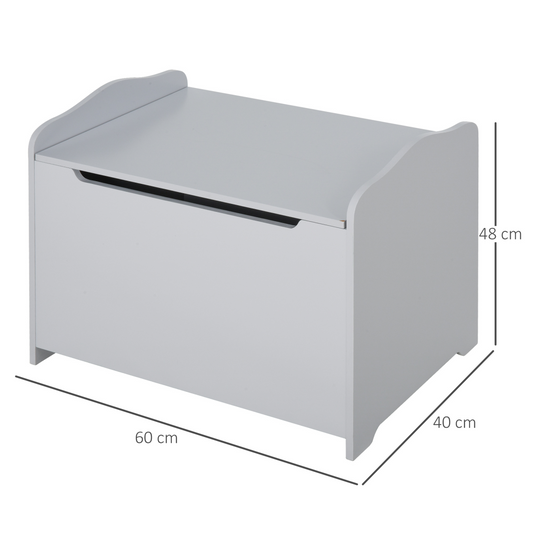 Kids Wooden Toy Storage Box with Safety Lid – White (Ages 3+)