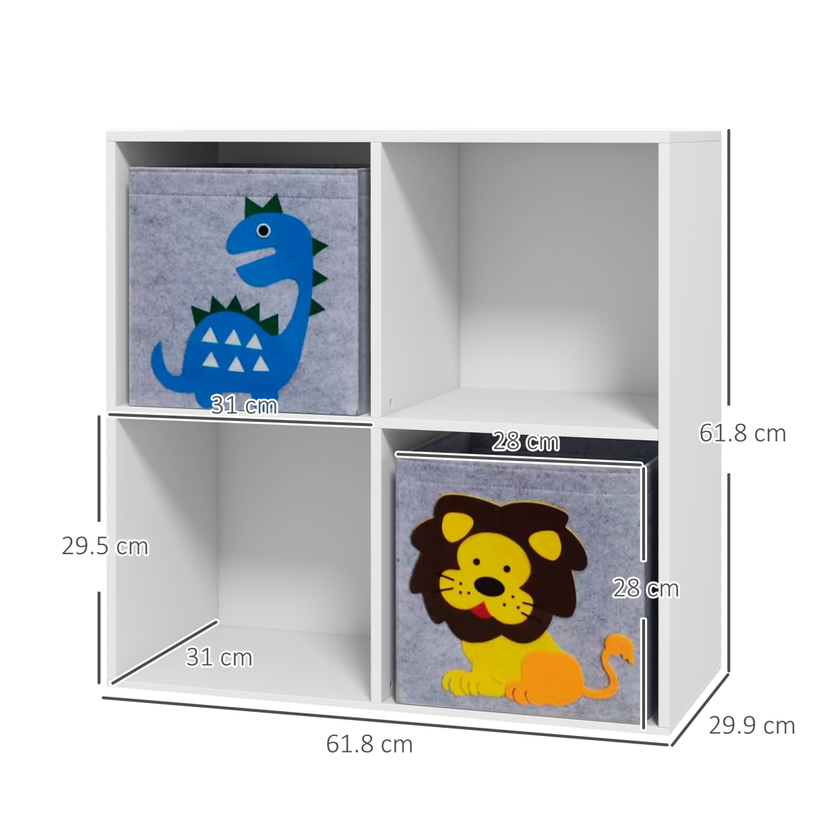 Kids Toy Organiser with 2 Fabric Drawers – White & Grey