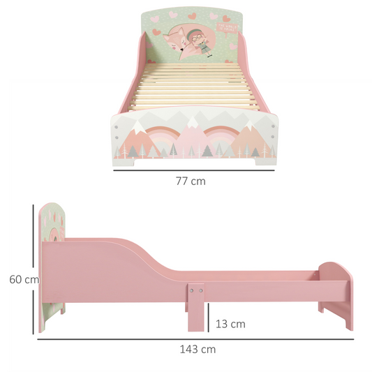 Kids Animal Bed Frame with Side Panels – Pink (Ages 3–6)