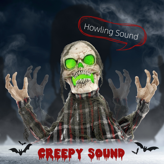 70cm Groundbreaker Skeleton Halloween Animatronic with Sound & Lights – Charcoal Grey