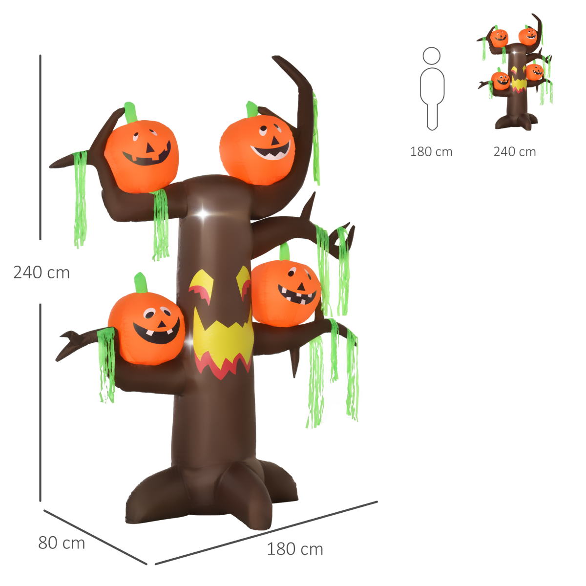 2.4m Inflatable Ghost Tree with Pumpkins & 6 LED Lights – Indoor/Outdoor Halloween Decoration
