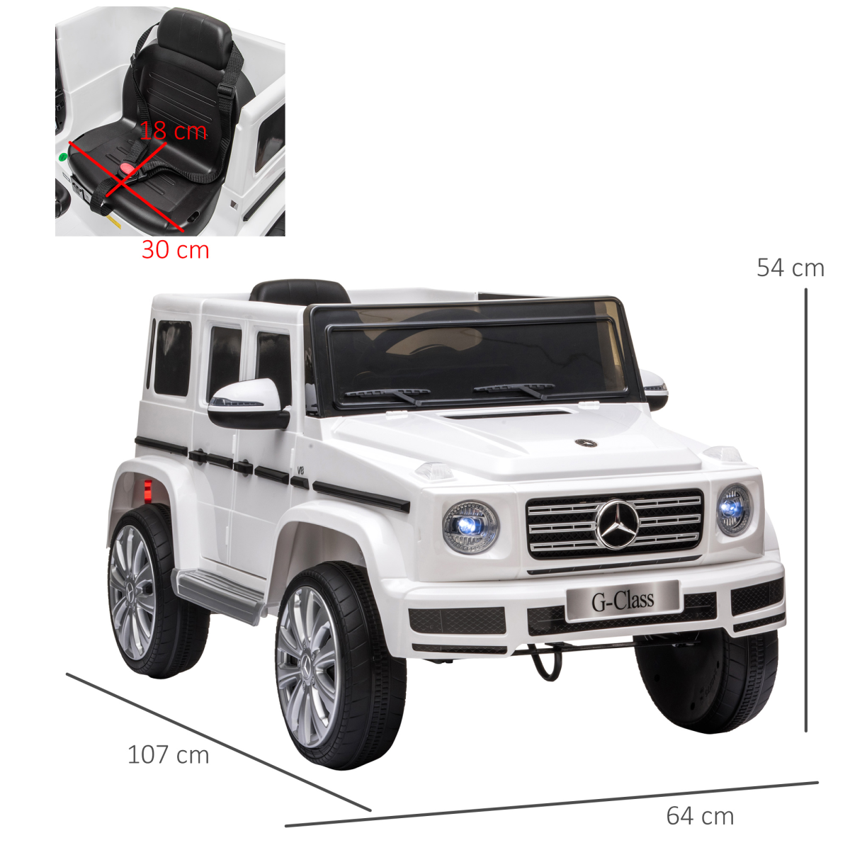 Mercedes Benz G500 12V Kids Electric Ride On Car Remote Control White