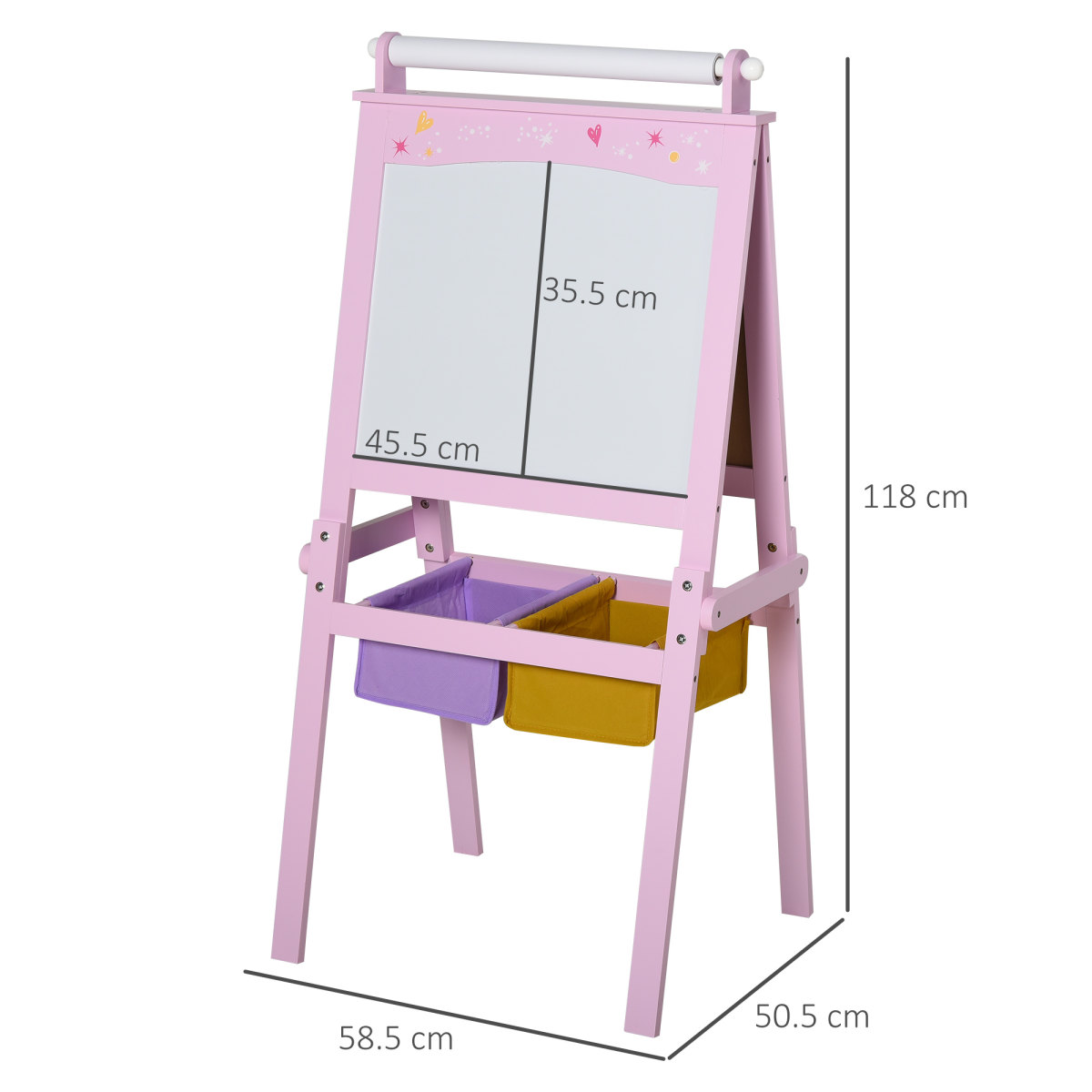 HOMCOM 3-in-1 Kids Art Easel with Whiteboard, Chalkboard & Paper Roll