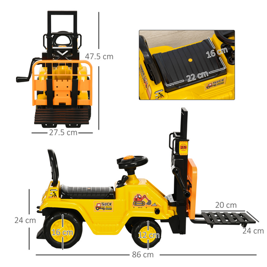Kids Ride-On Forklift Tractor with Lever, Sounds & Storage – Ages 3–4