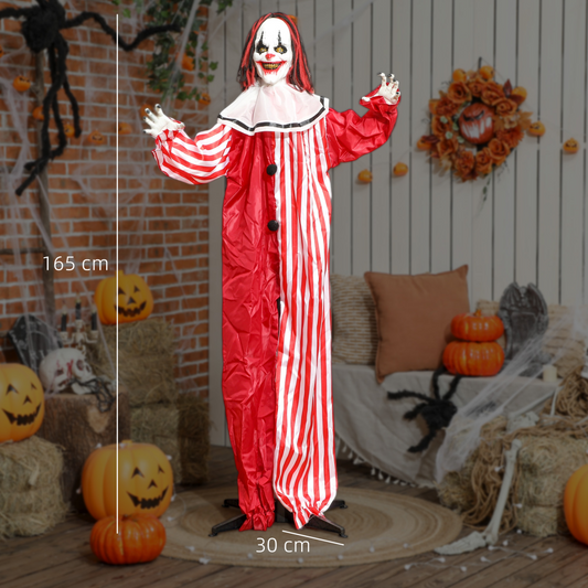 165cm Life-Size Shaking Clown with Sound & Light – Halloween Decoration