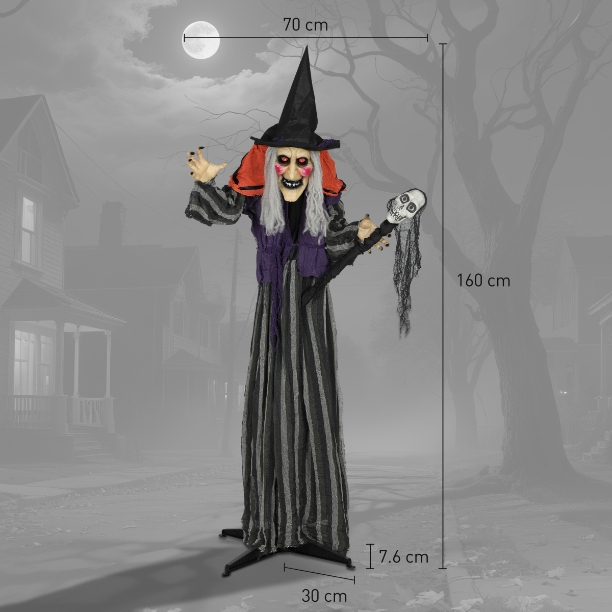 Life-Sized Halloween Witch with Sound, Lights & Motion – 160cm