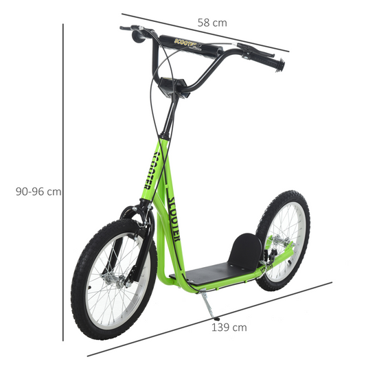 Kids Kick Scooter Adjustable Handlebar Inflatable Wheels Green (90-96cm)