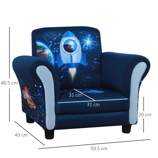 HOMCOM Kids Mini Sofa Chair with Armrest – Blue (Ages 3-6)