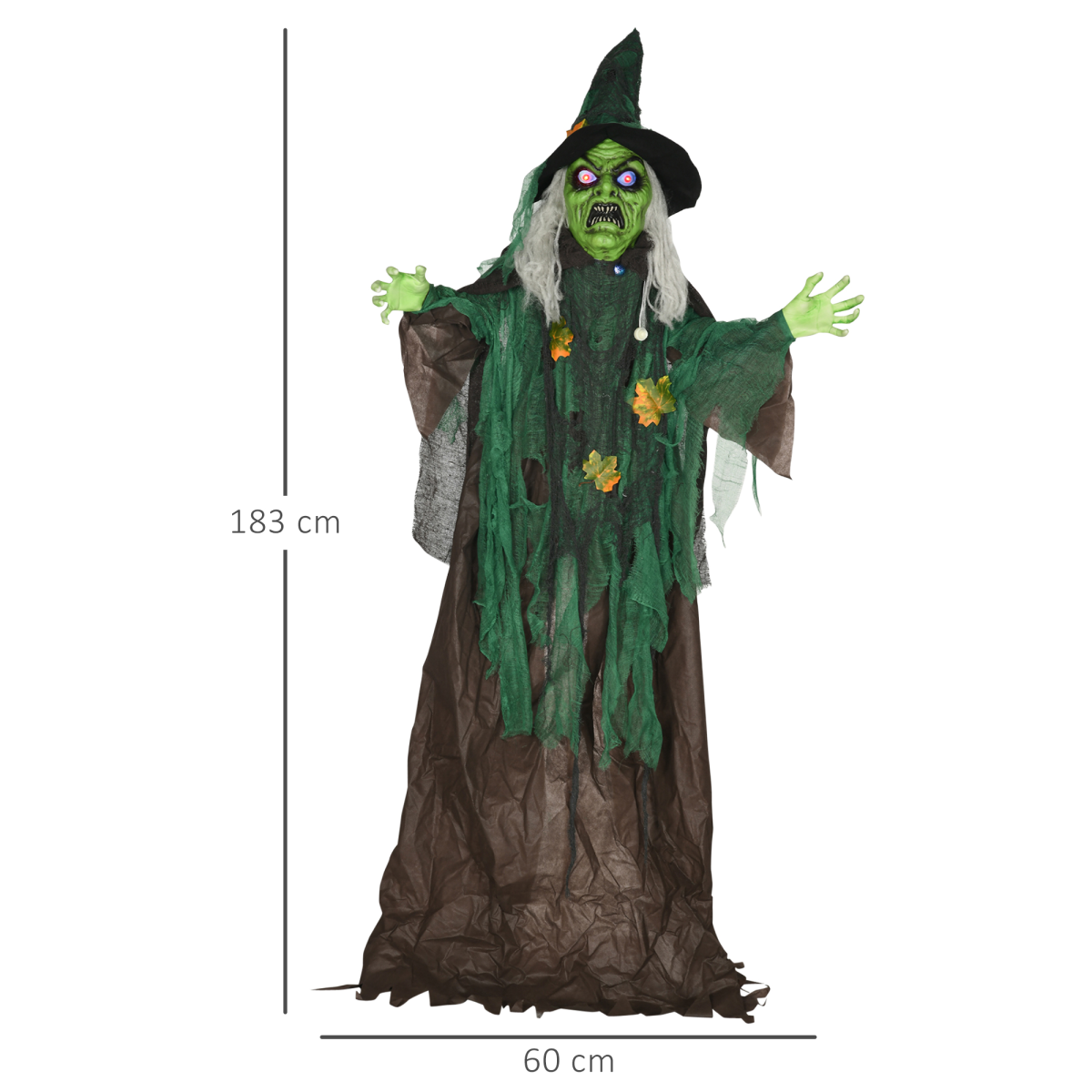 1.83m Animated Halloween Witch with Lights, Sounds & Motion – Indoor/Outdoor Decoration