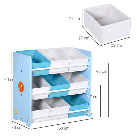 Kids Storage Unit with 9 Removable Baskets – Blue