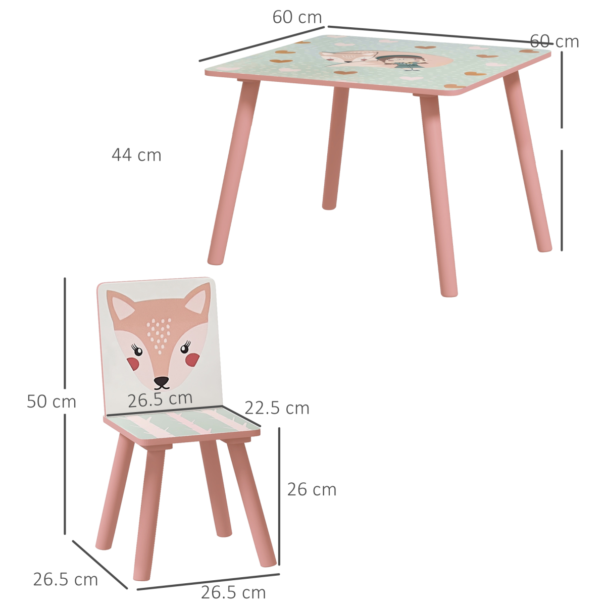 Kids Table & Chairs Set – 3-Piece Desk with 2 Chairs, Pink (Ages 3–8)