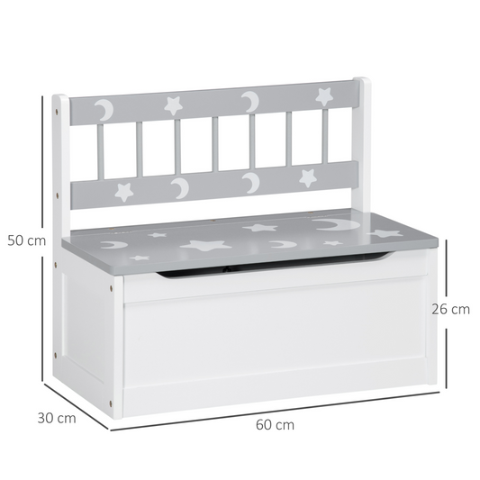 2-in-1 Kids Toy Chest with Seat & Backrest – MDF & Pine Wood