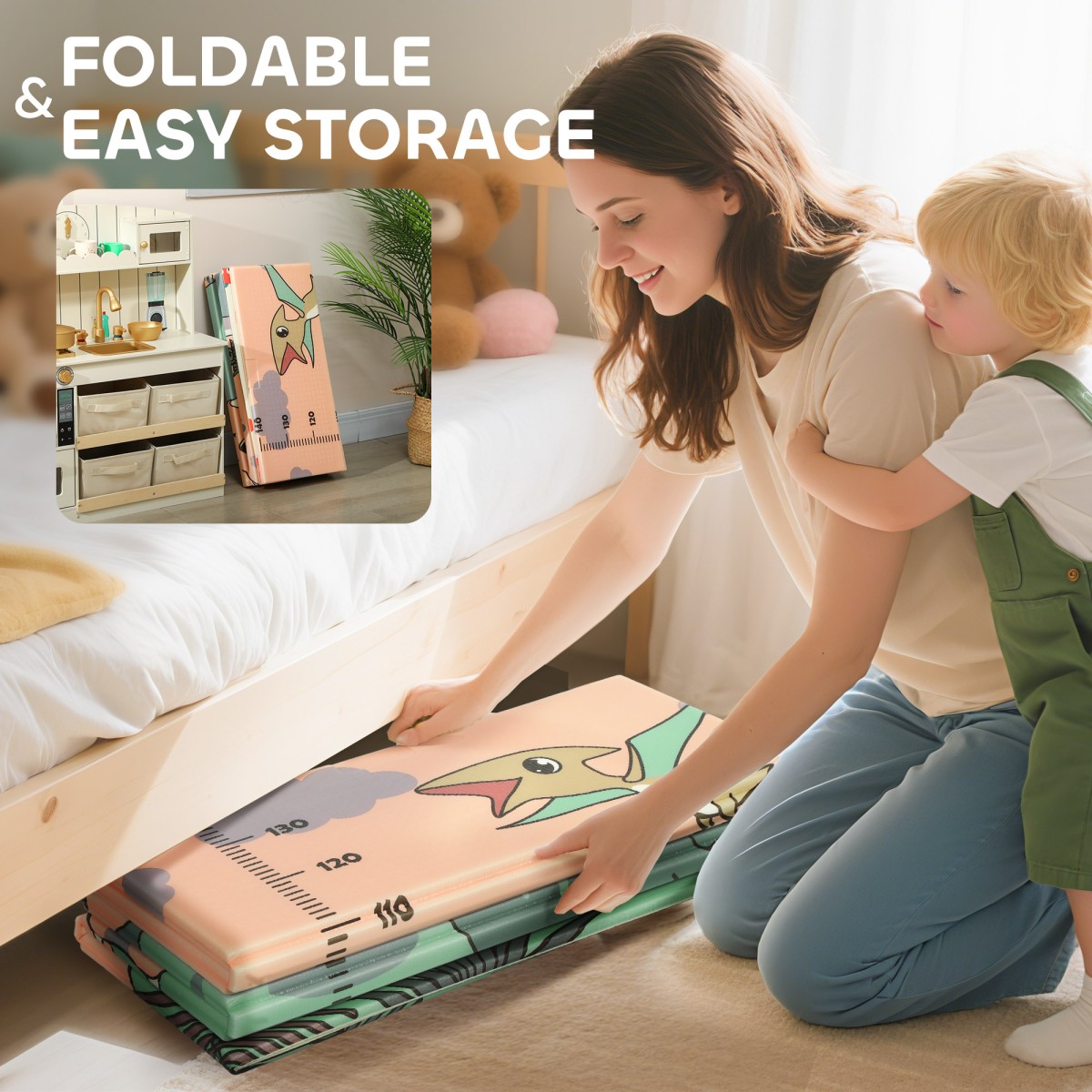 🦕 Reversible Dinosaur Baby Play Mat – Soft, Safe & Foldable